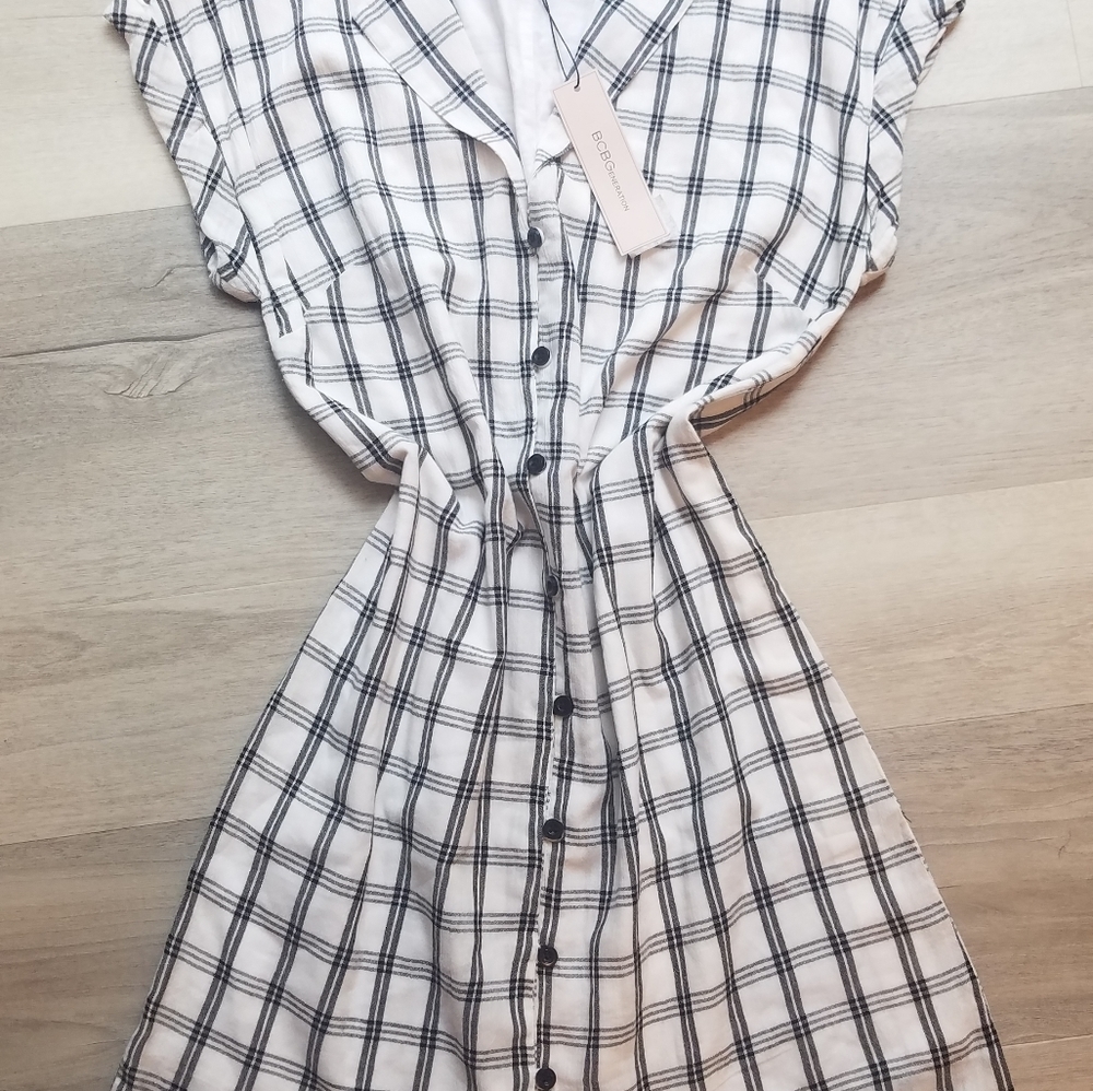 Bcbgeneration Button Plaid Shift Shirt Dress - image 2